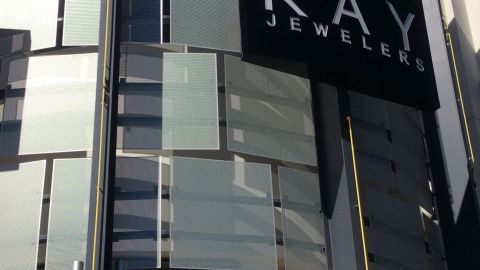 Close Up of Kay Jewelers Metal Cladding