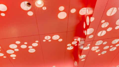 Perforated Metal Red Ceiling Panels