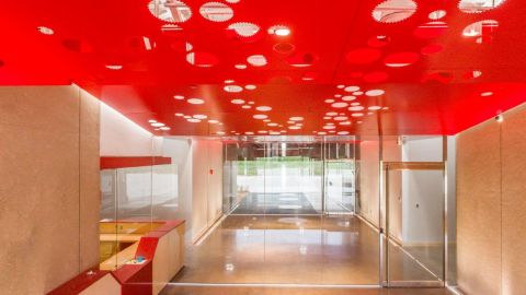 Red Perforated Metal Ceiling Panels