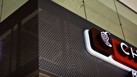 Close Up of Chipotle Perforated Metal Sign