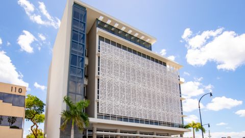 Perforated Metal Cladding Installed for Accesso Partners