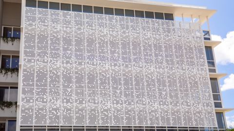 Perforated Metal Design Used on Cladding for Accesso Building