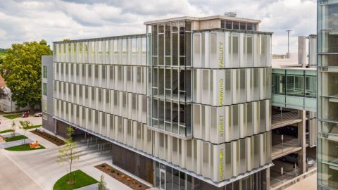 Perforated Metal Cladding Project for Harrison St. Parking