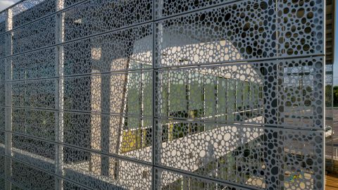 Looking Through the Perforated Metal Cladding for The Lakes at Tech Ridge