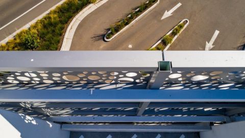 Guardrail on the top floor of Westfield Parking Garage