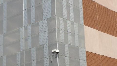 Perforated Metal on the Corner of D.R. Data Center