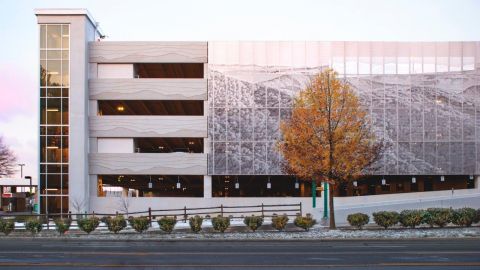 Sunset Reflecting on the Ashville Airport Parking Garage