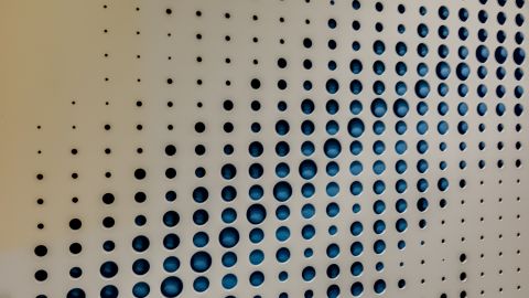 Blue and White Metal Perforation Design