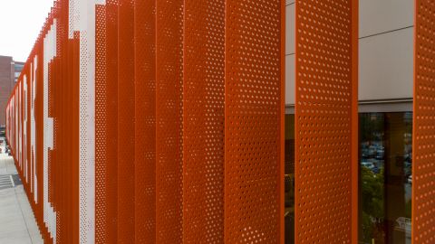 Close Up of Orange Metal Sunshades 