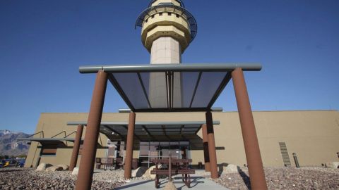 Metal Sunshades on Palm Springs Airport Walkway