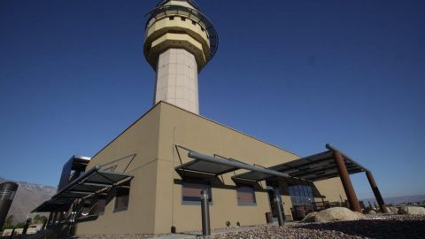 Metal Sunshades Installed on an Air Control Tower