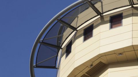 Perforated Metal Sunshades on an Air Control Tower