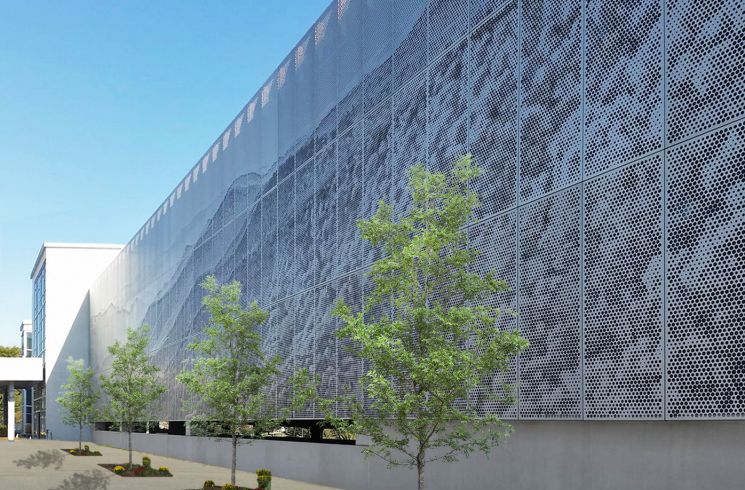 architectural perforated metal imaging facade