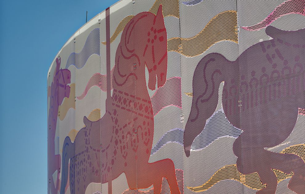 Colorful Horses Design on Perforated Metal Panels