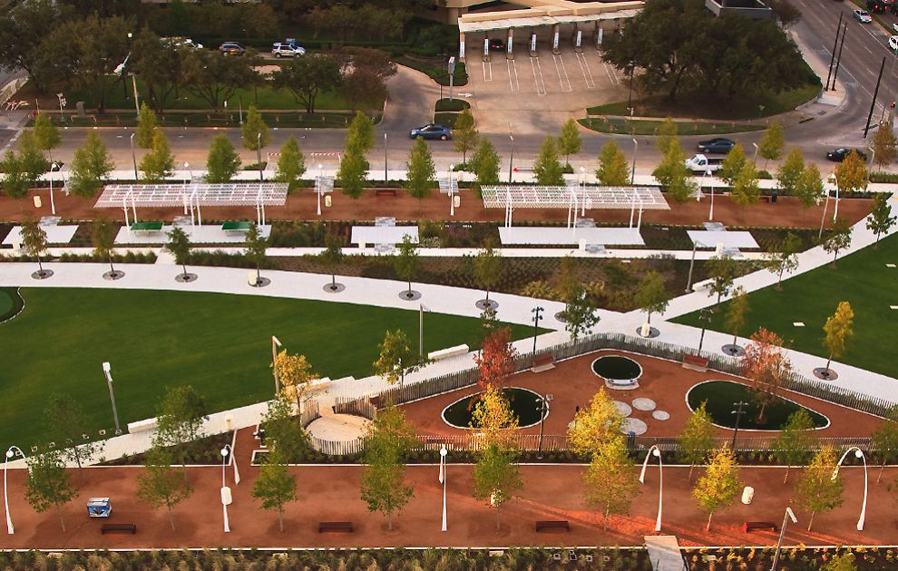 Aerial View of a Park Featuring our Metal Tree Grating